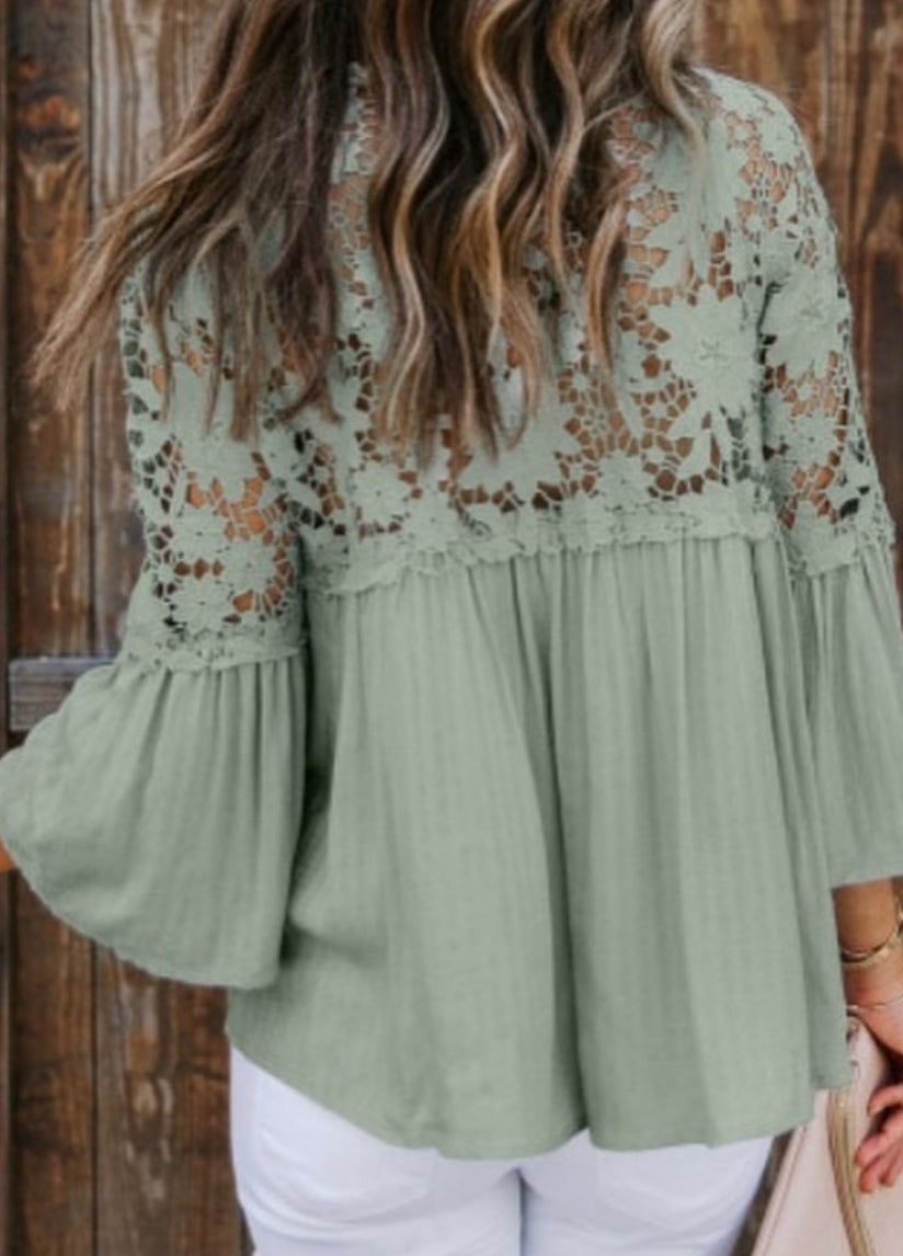 Crochet Lace Button Top