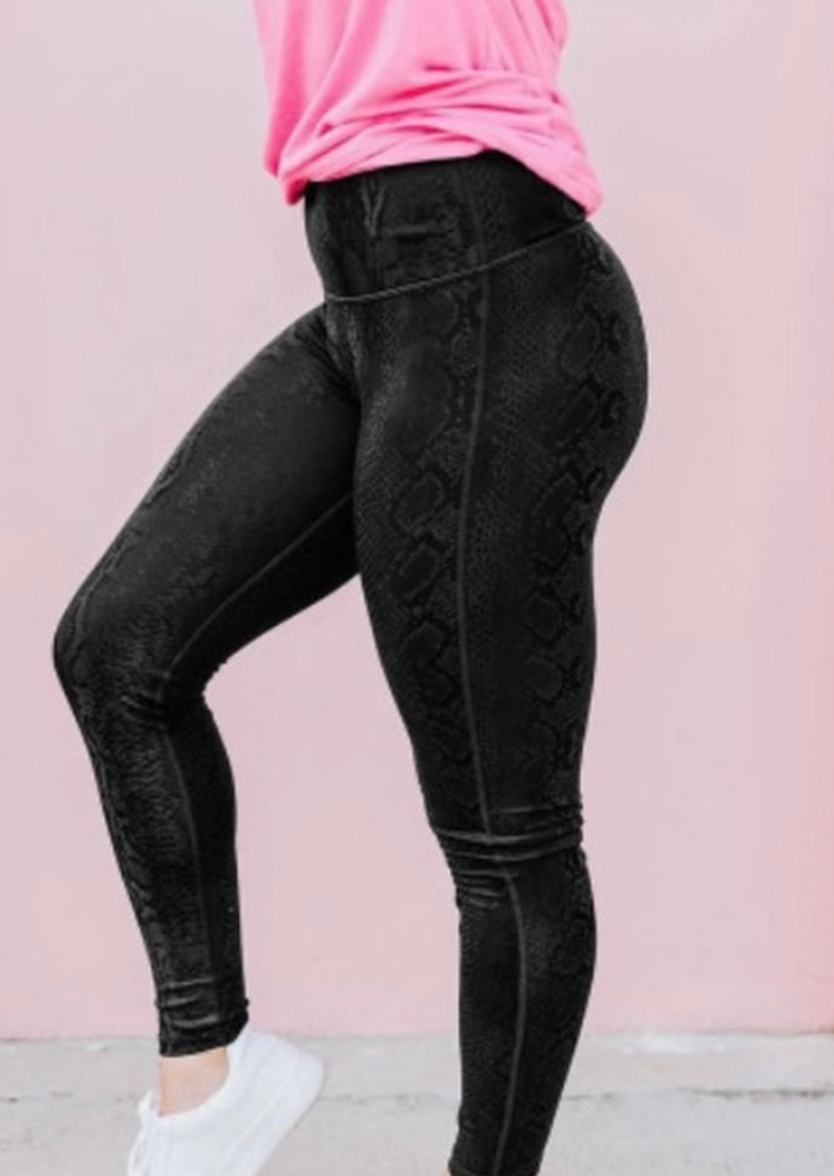 Snake Print Textured Leggings