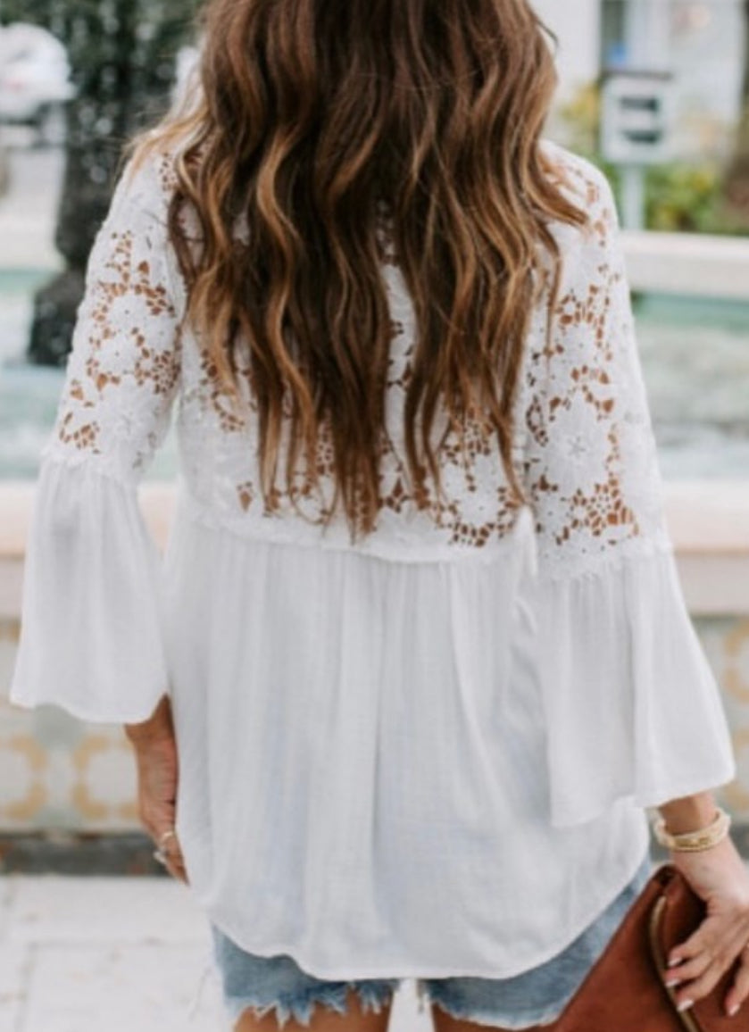 Crochet Lace Button Top
