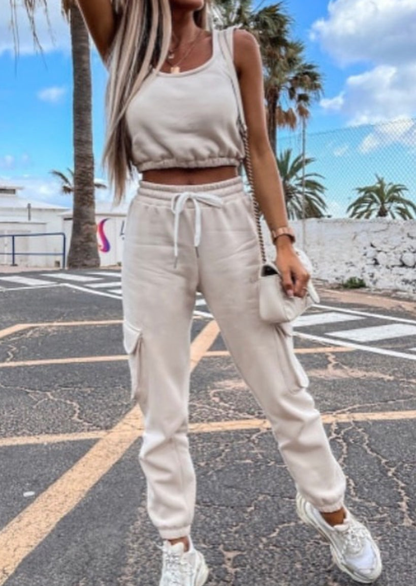 Crop Tank and Joggers Pants Set