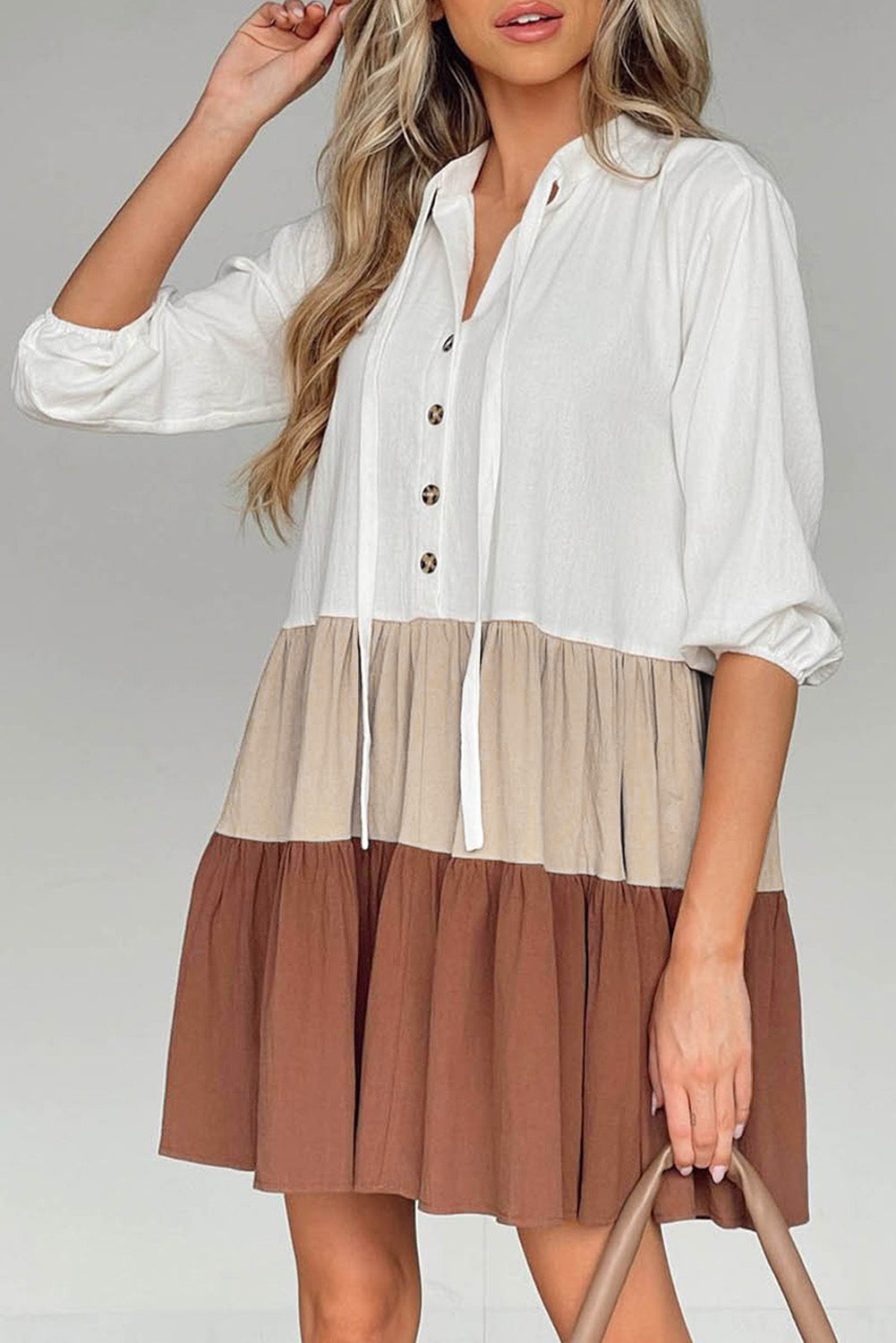 Colorblock Ruffled Tiered Mini Dress