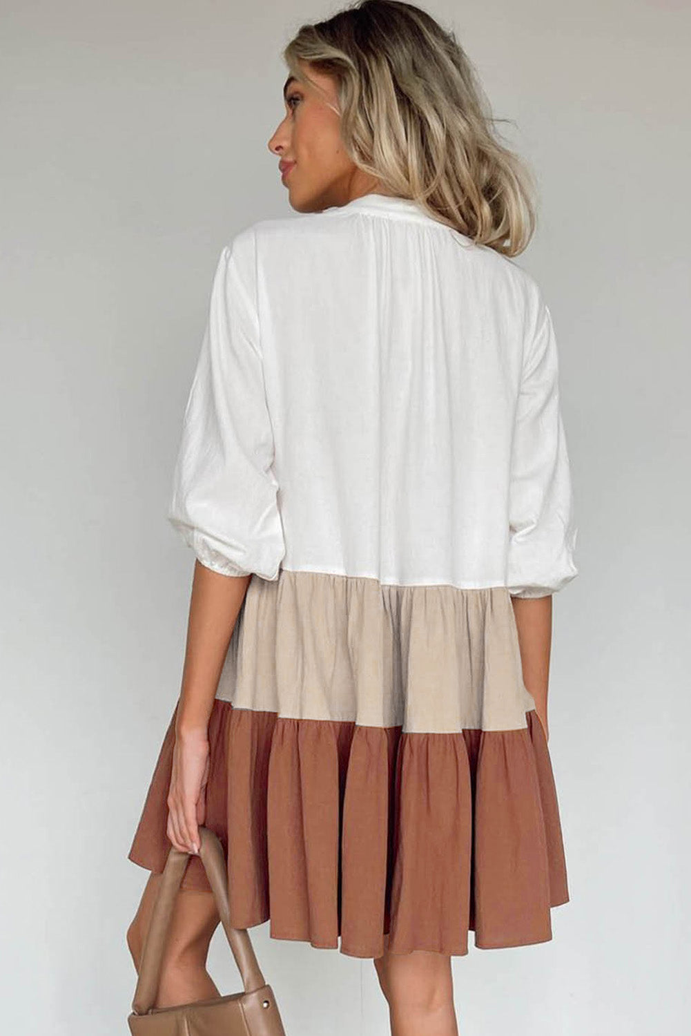 Colorblock Ruffled Tiered Mini Dress