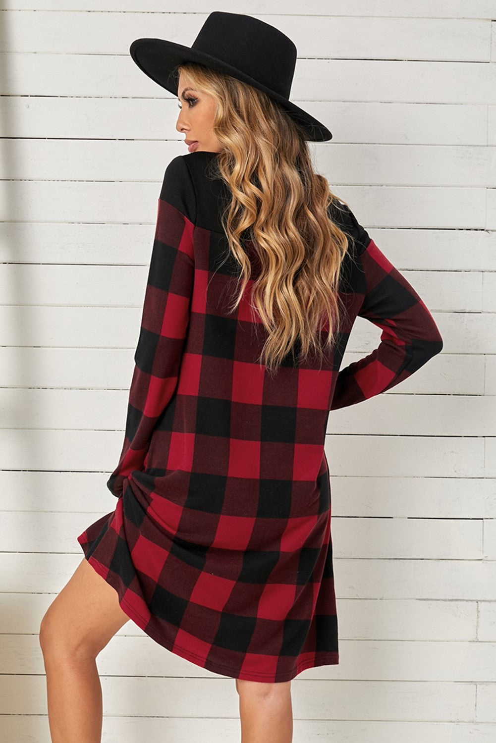 Plaid Pattern Long Sleeve Dress