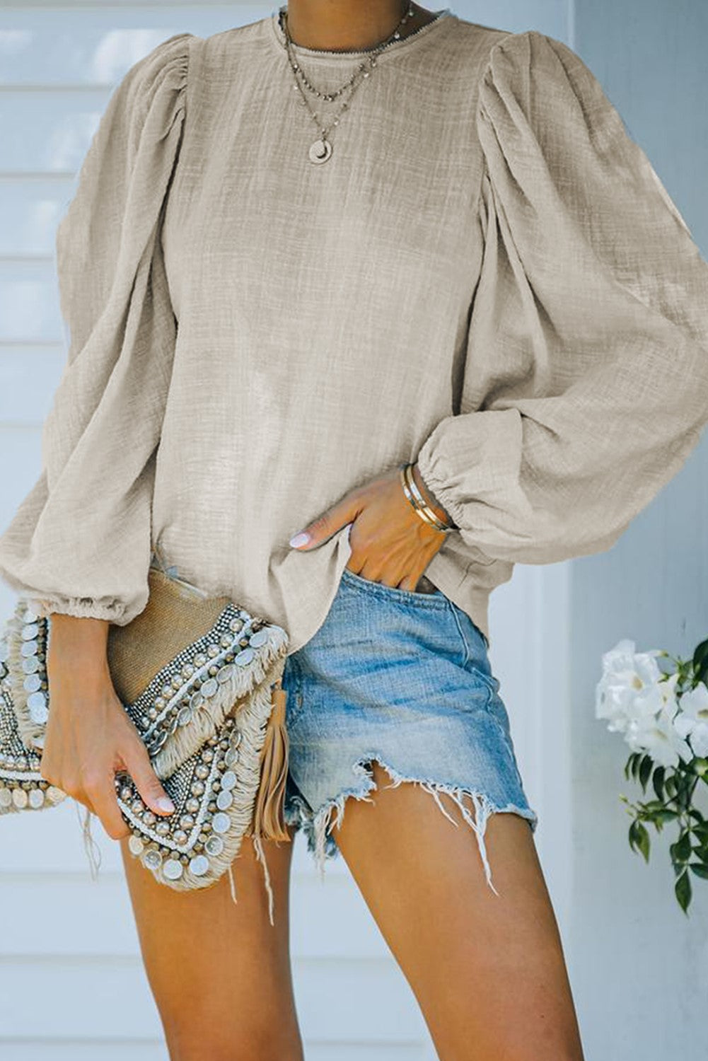 Billowed Long Sleeve Blouse