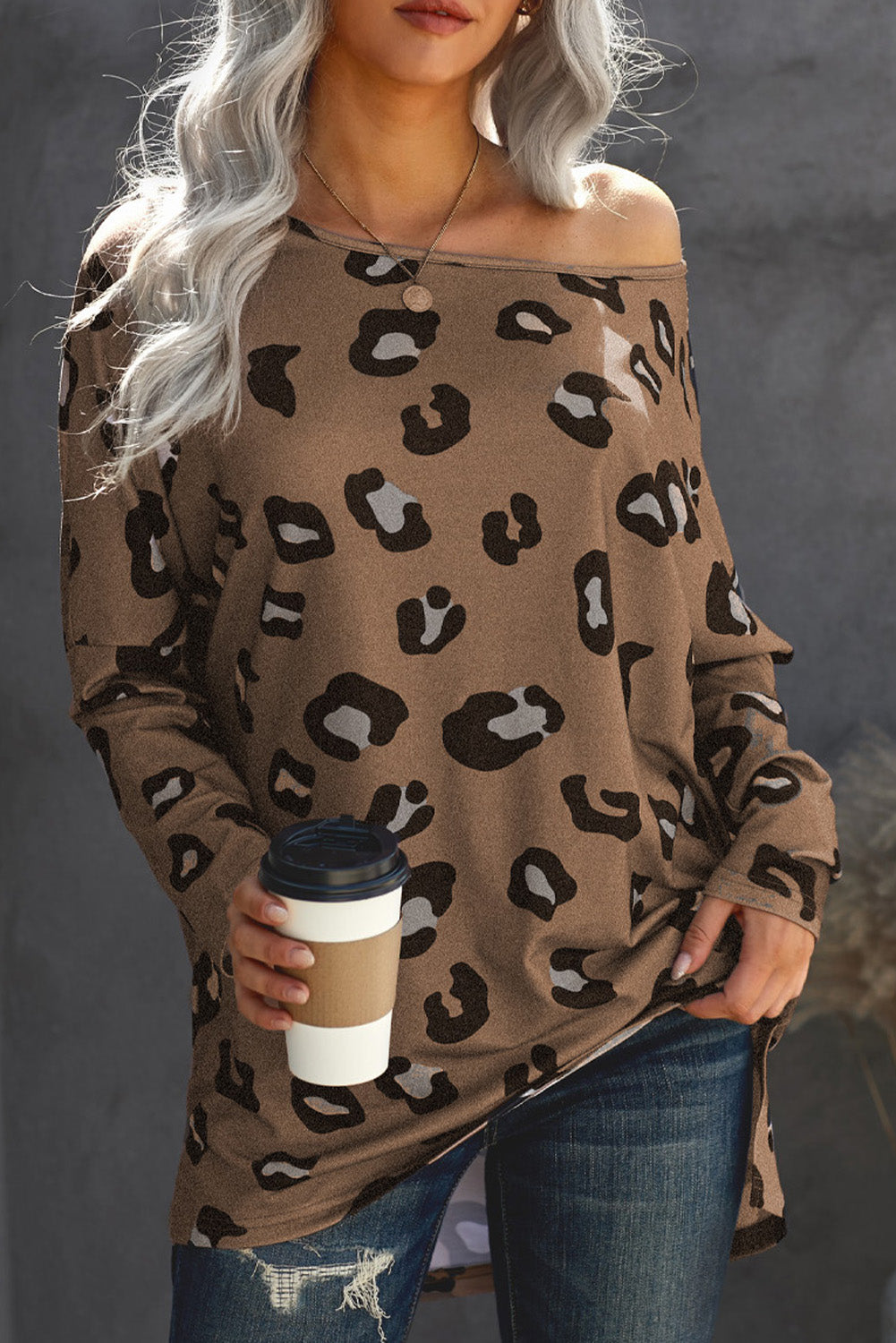 Leopard Print Loose Long Sleeve Top