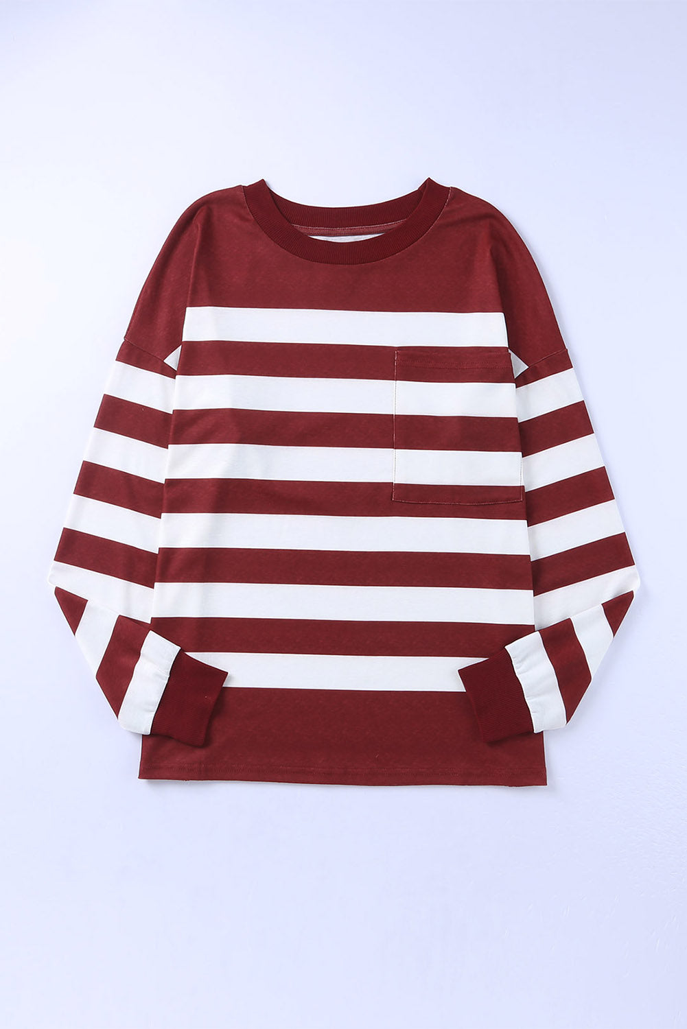 Striped Front Pocket Long Sleeve Top