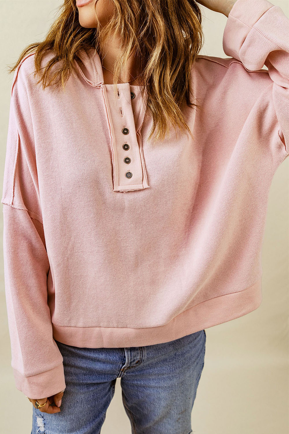 Distressed Raw Seam Pullover Hoodie | 2 Colors |
