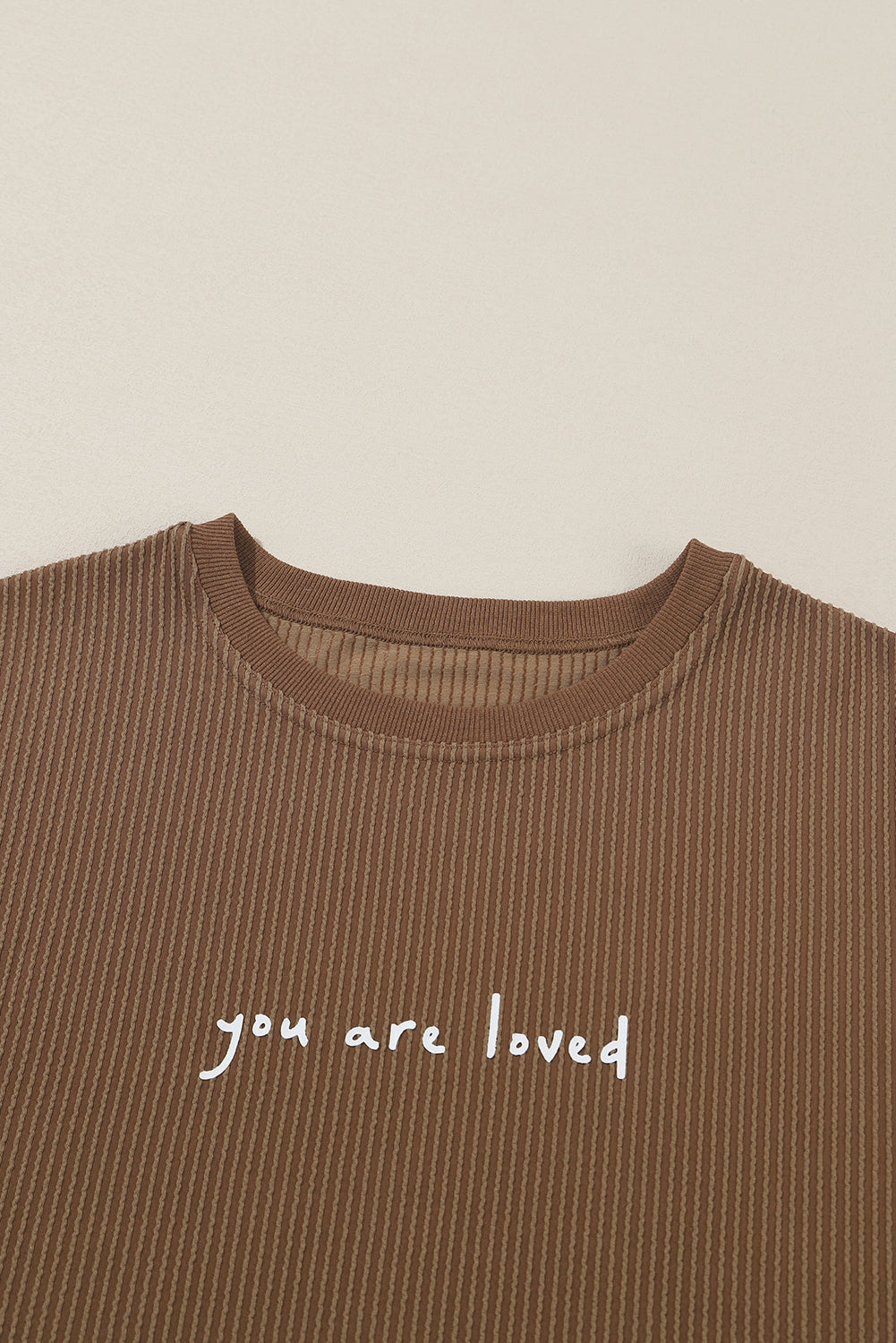 You Are Loved Print Ribbed Sweatshirt