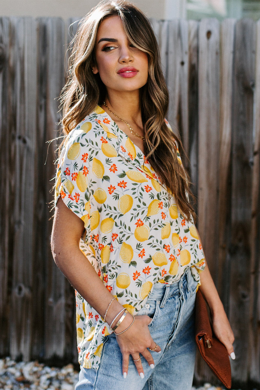 Lemon Vacation Print Loose Top