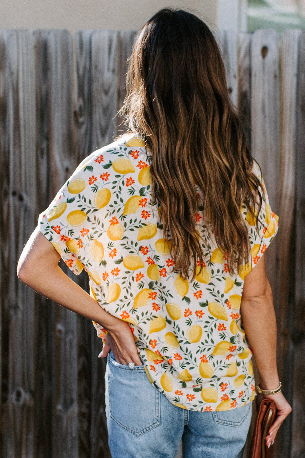 Lemon Vacation Print Loose Top