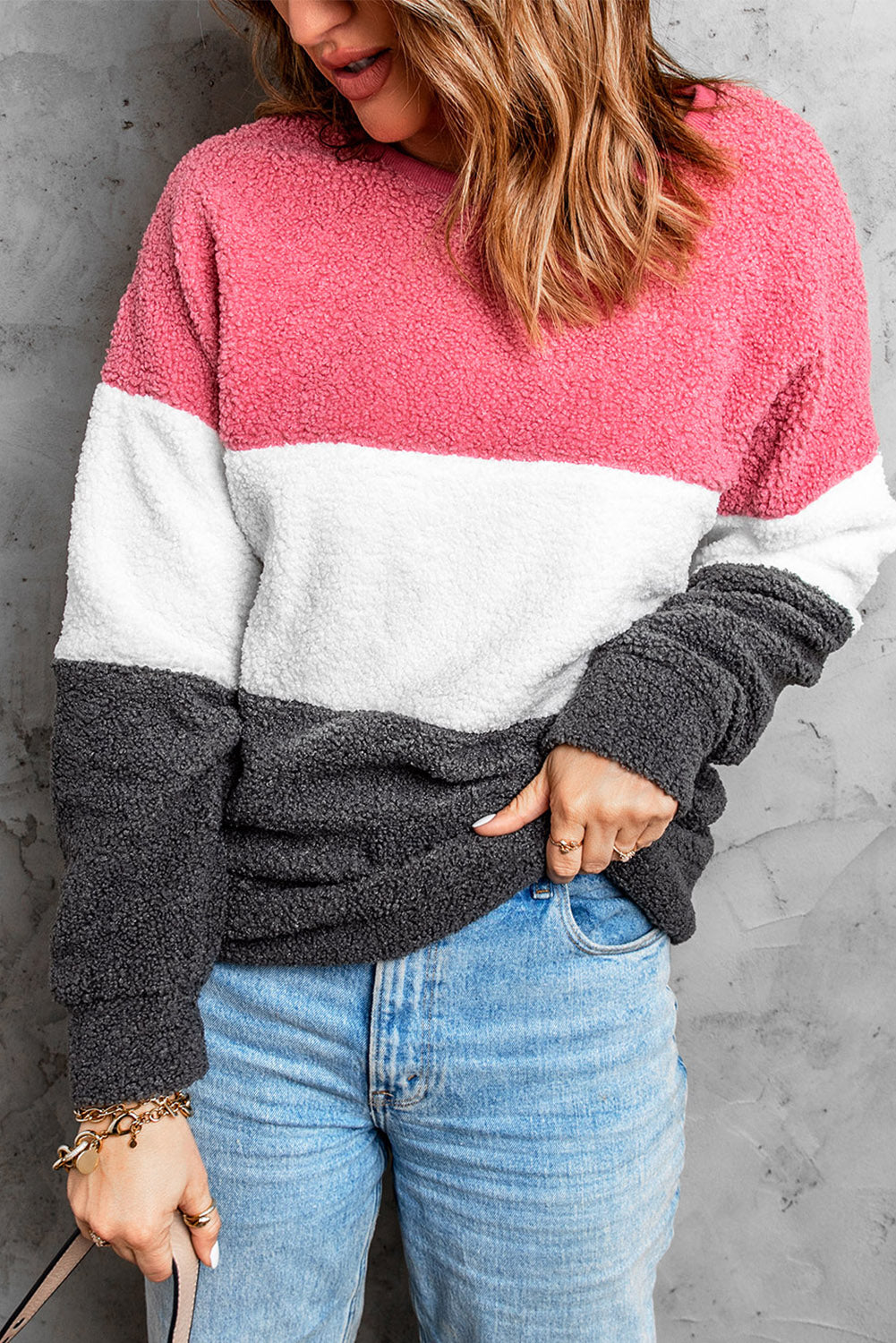 Colorblock Plush Sweatshirt | 2 Colors |