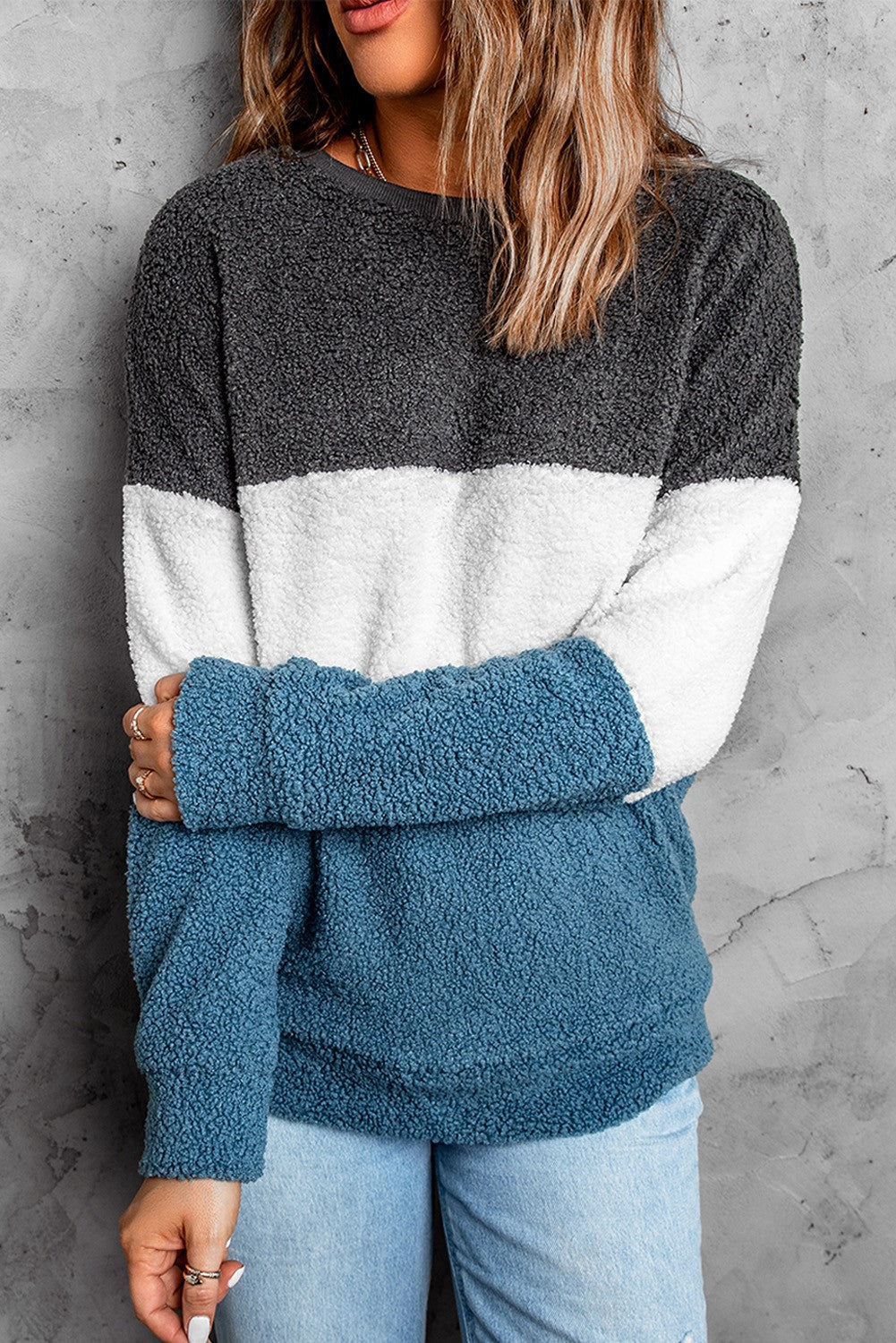 Colorblock Plush Sweatshirt | 2 Colors |