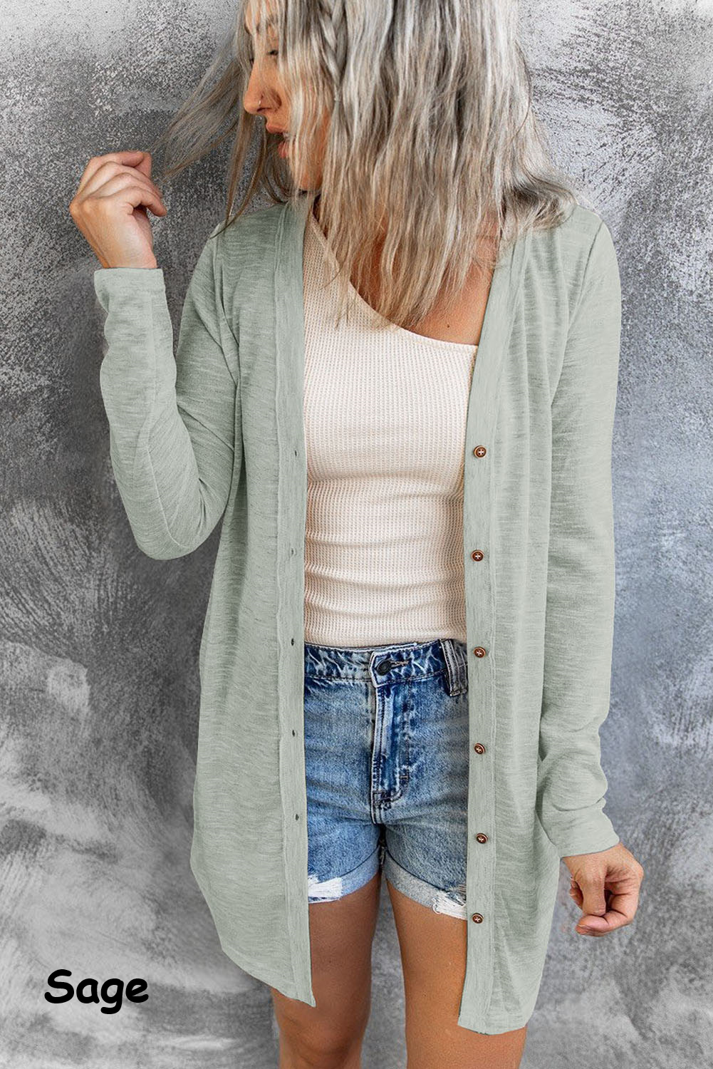 Open-Front Buttons Cardigan | 3 Colors |
