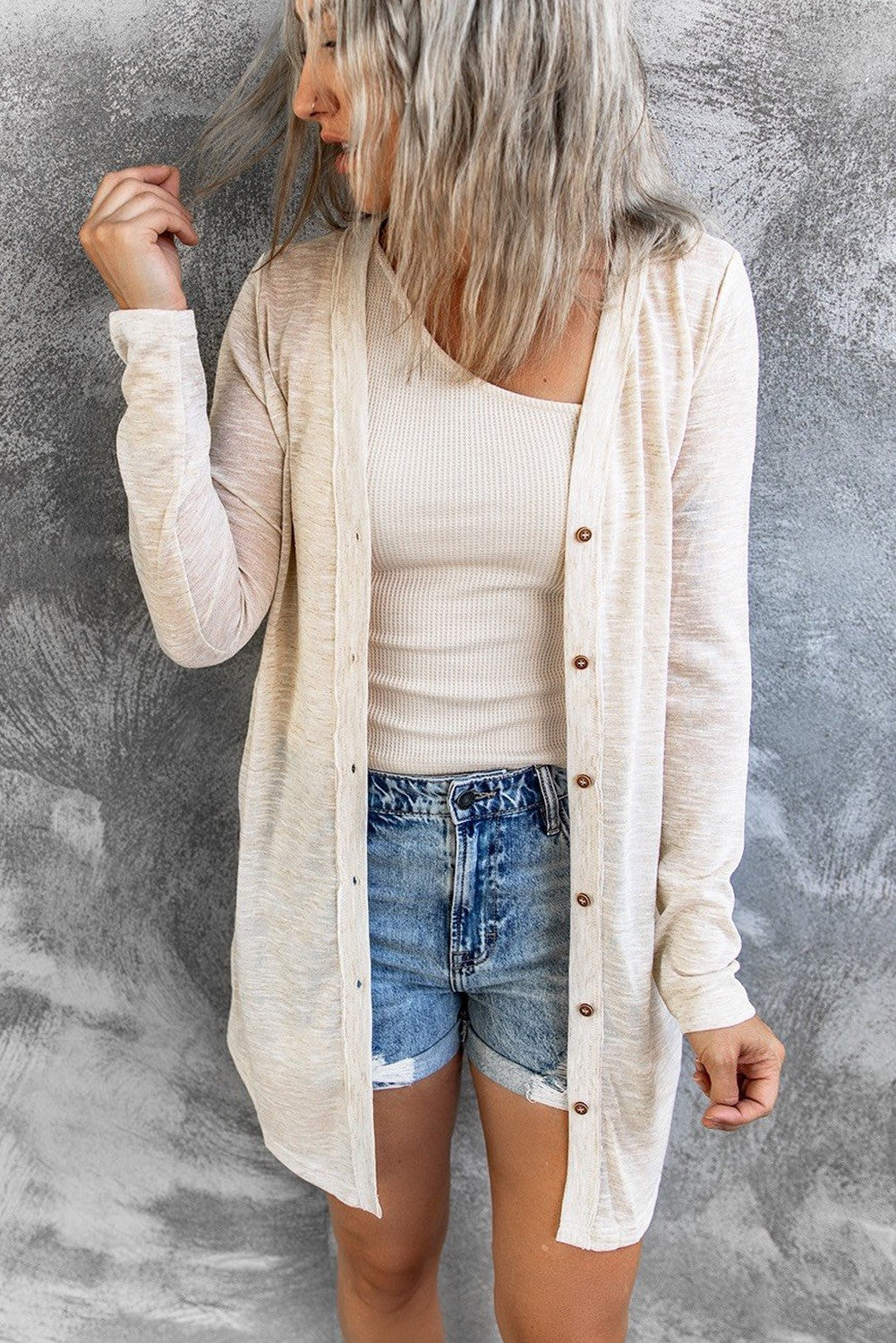 Open-Front Buttons Cardigan | 3 Colors |