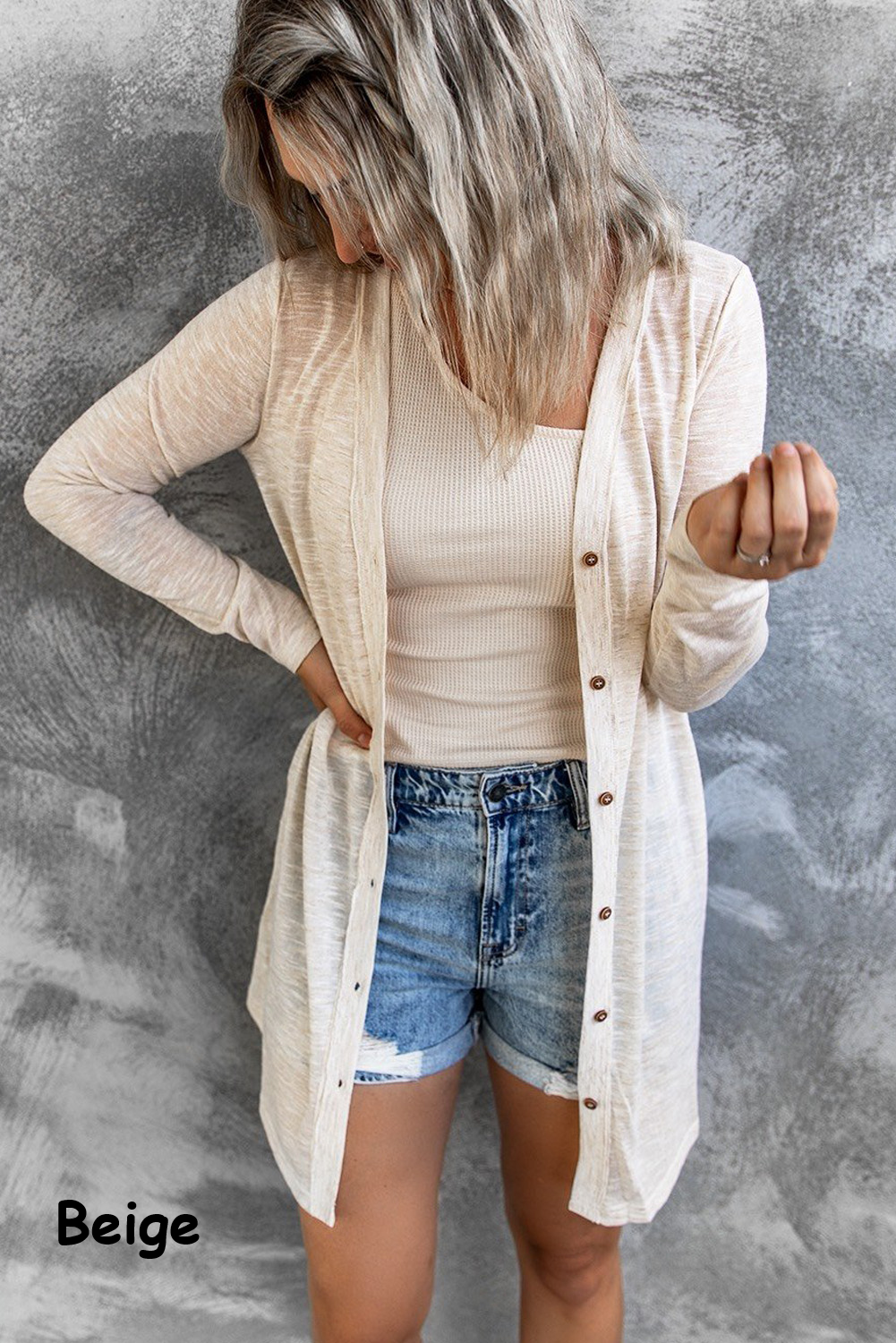 Open-Front Buttons Cardigan | 3 Colors |
