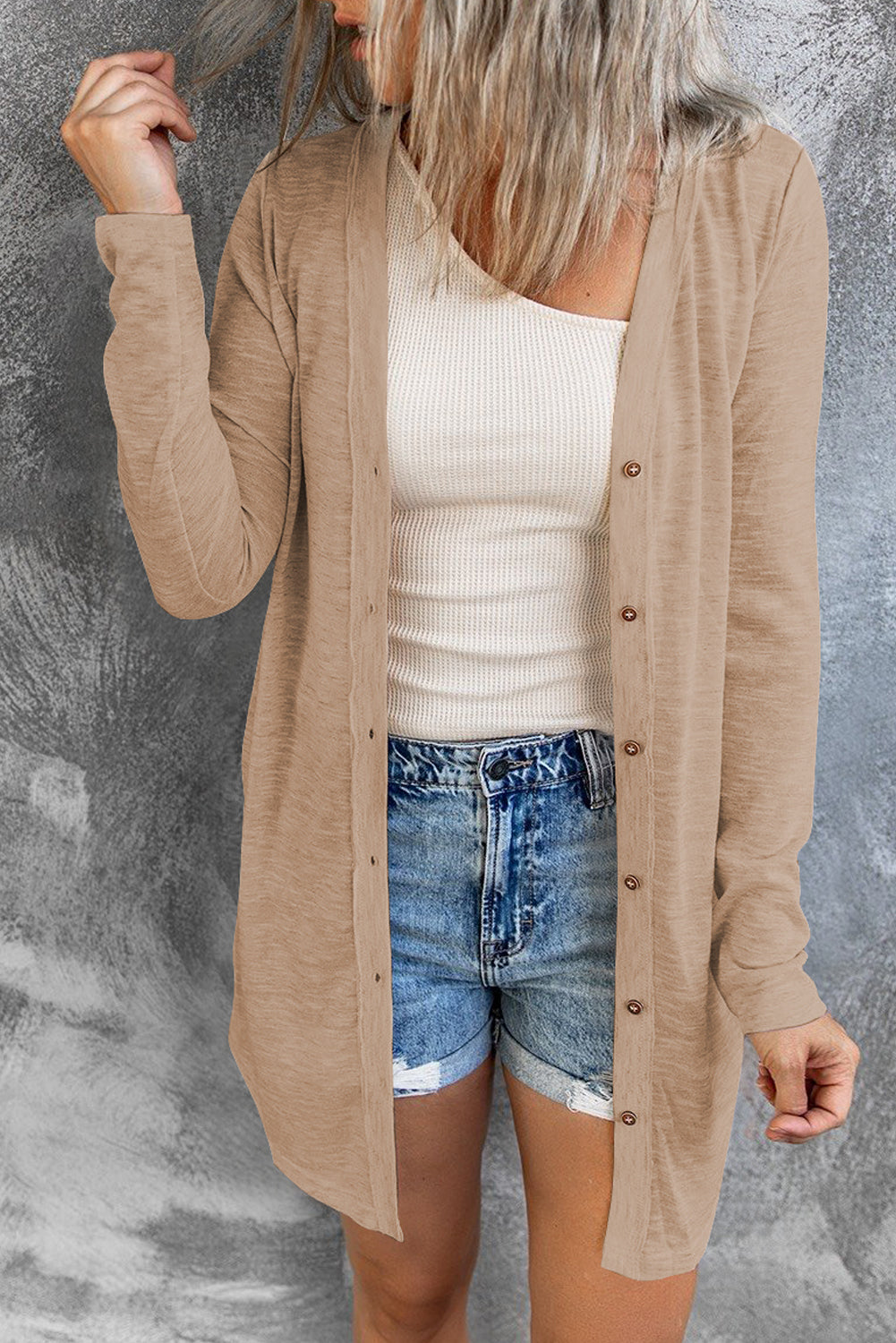 Open-Front Buttons Cardigan | 3 Colors |