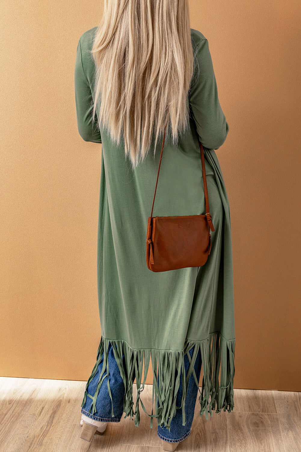 Fringed Hem Open Cardigan