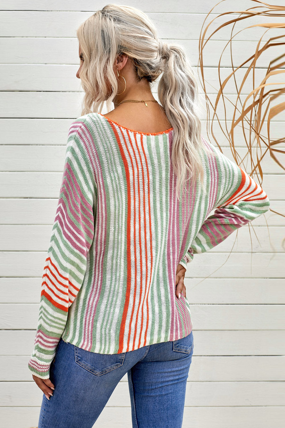 Multicolor Stripe Round Neck Sweater
