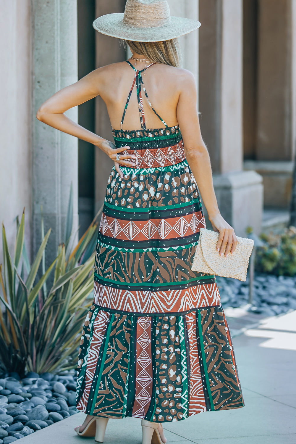 Wildlife Animal Print Backless Maxi Dress