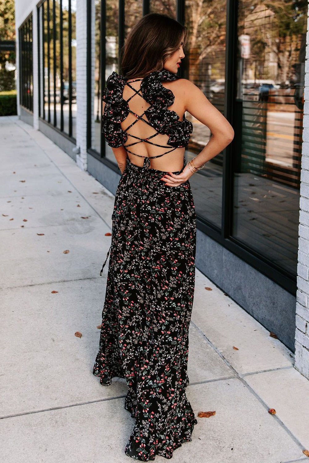 Crisscross Backless Bodice Maxi Dress