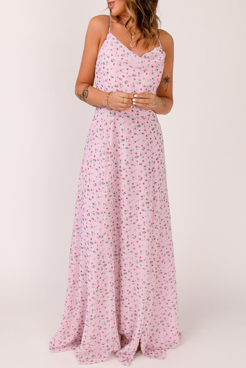 Floral Print Spaghetti Strap Maxi Dress