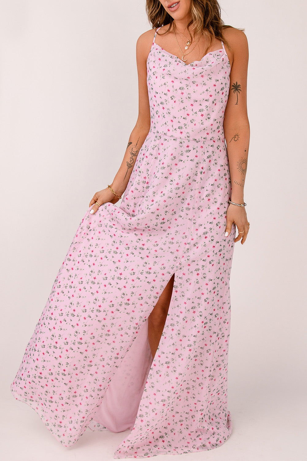 Floral Print Spaghetti Strap Maxi Dress