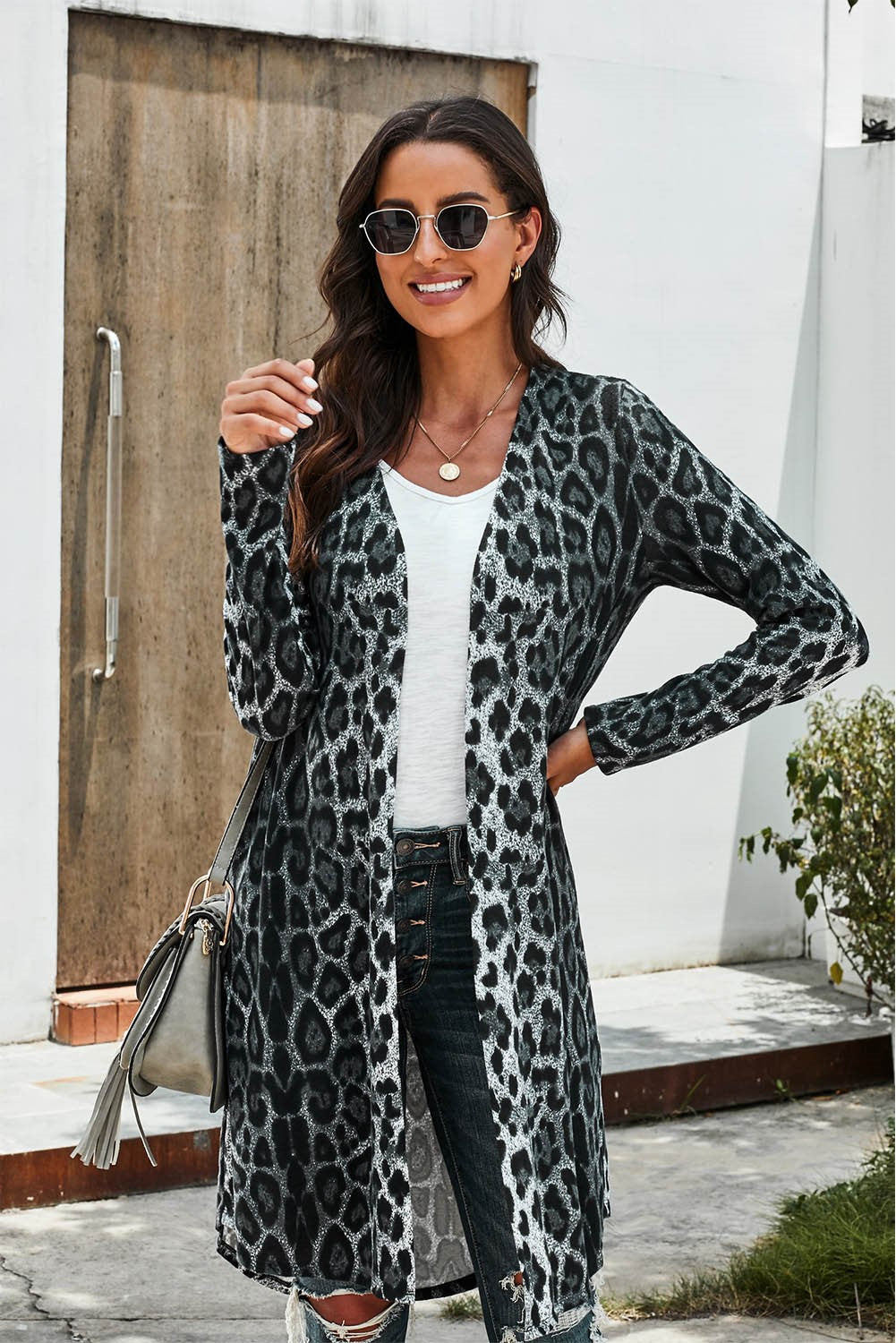 Leopard Open Front Duster Cardigan | 2 Colors |