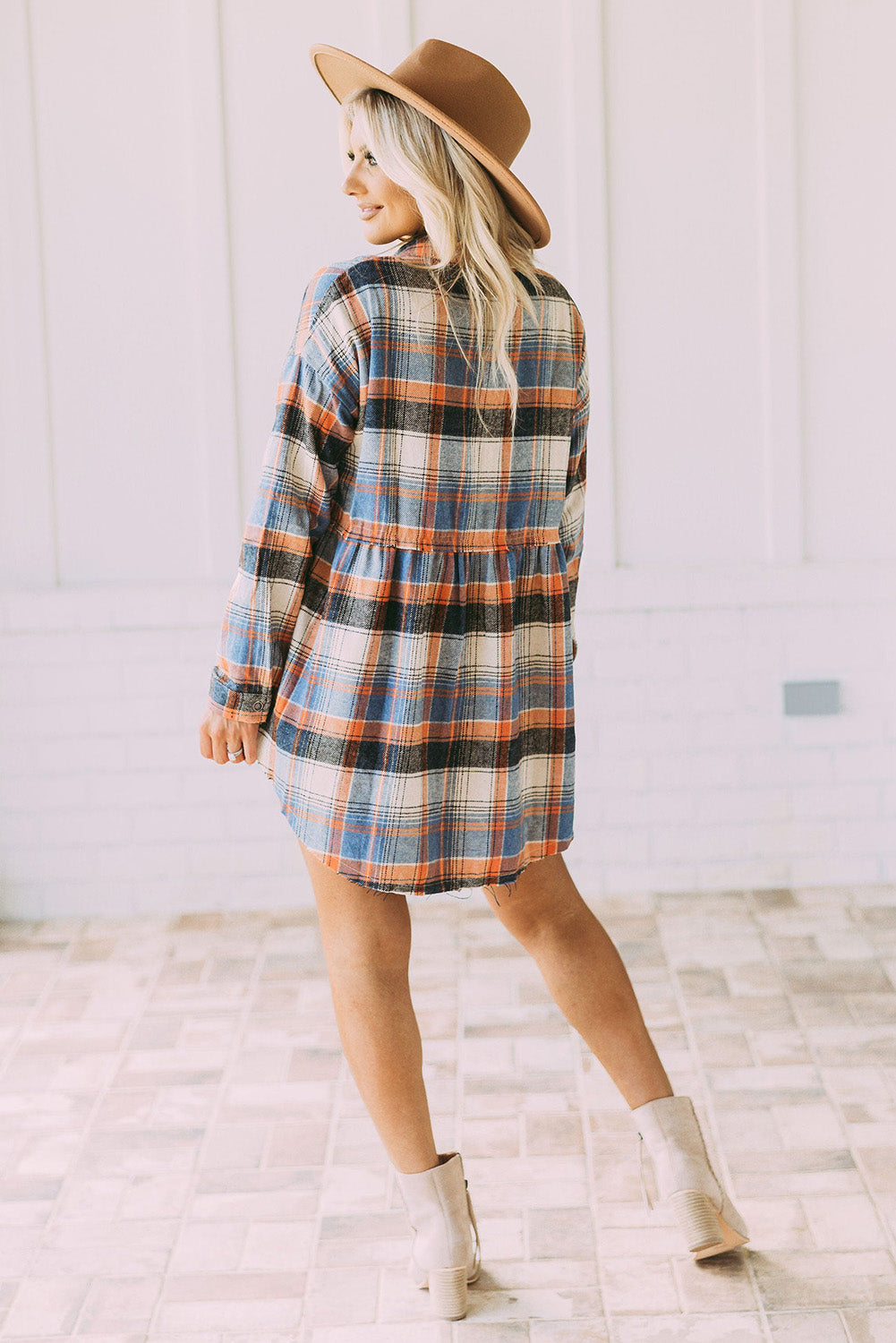 Plaid Button Down Ruffled Shirt Jacket