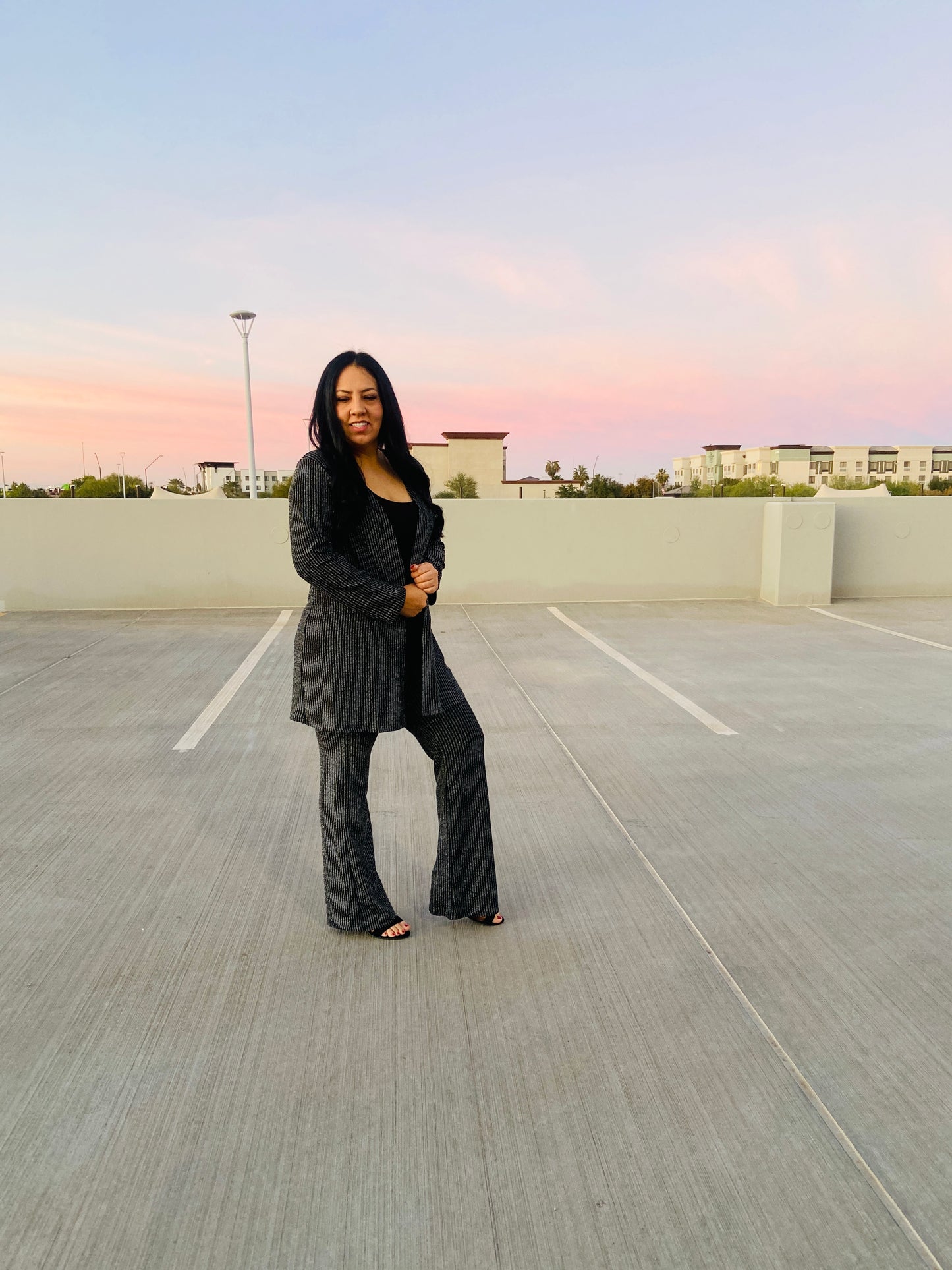 Ribbed Cardigan and Flare Pants Set