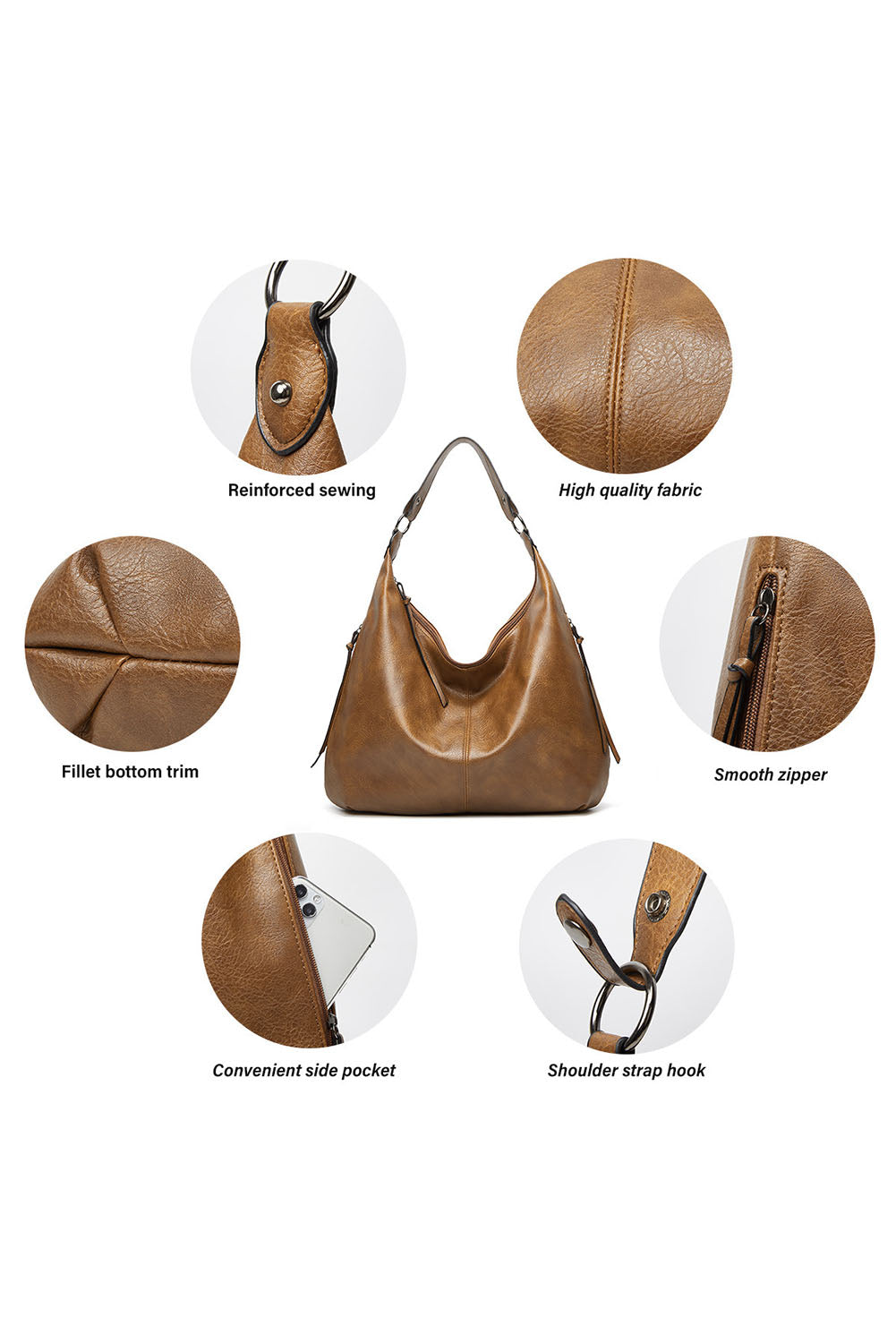 Faux Leather 3 Piece Purse Set