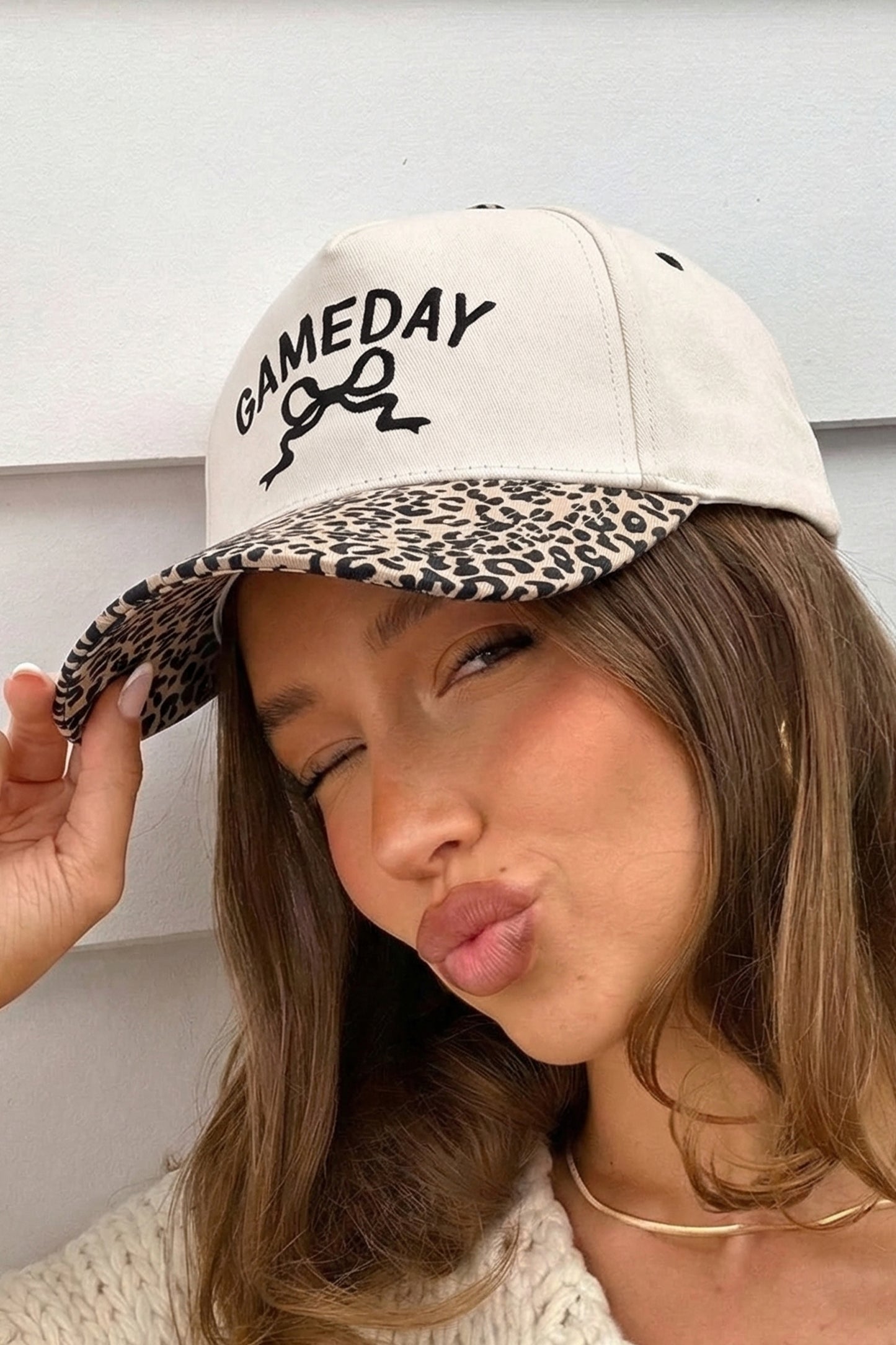 Leopard GAMEDAY Bow Embroidered Baseball Cap
