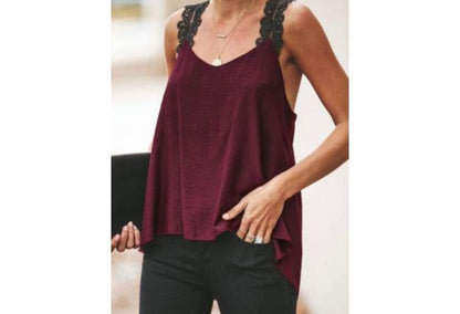 Wide Lace Straps Loose Fit Tank Top