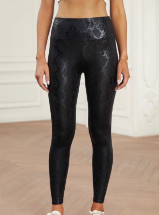 Snake Print Textured Leggings
