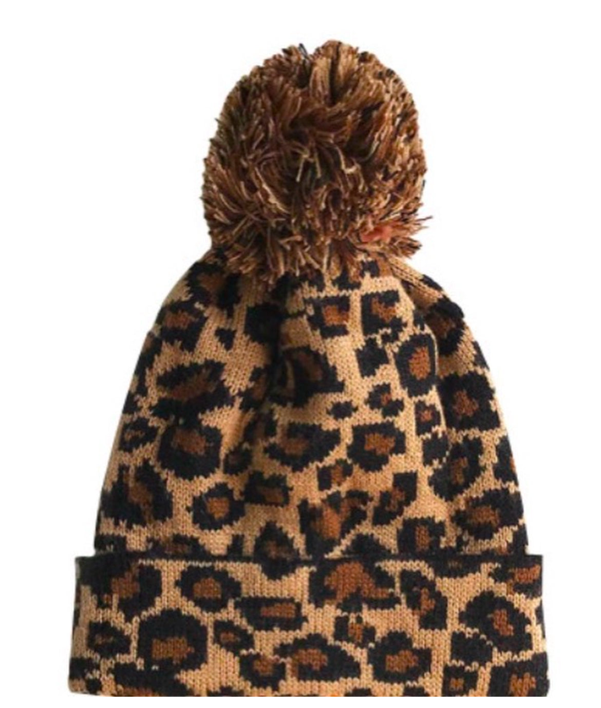 Pom Pom Leopard Winter Beanie