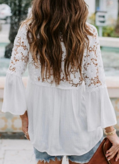 Crochet Lace Button Top