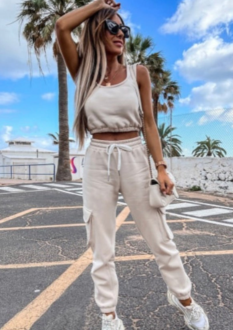 Crop Tank and Joggers Pants Set
