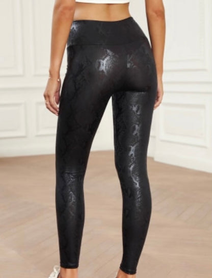 Snake Print Textured Leggings