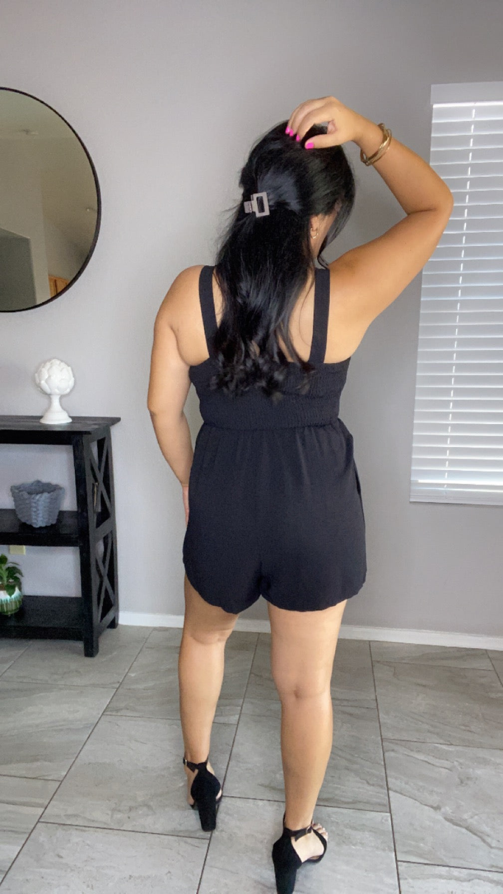 Casual Pocketed Smocked Sleeveless Romper