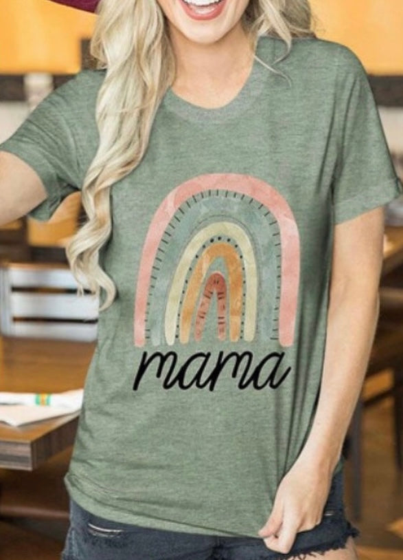 Mama Rainbow Graphic Crewneck Tee