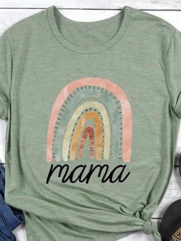 Mama Rainbow Graphic Crewneck Tee