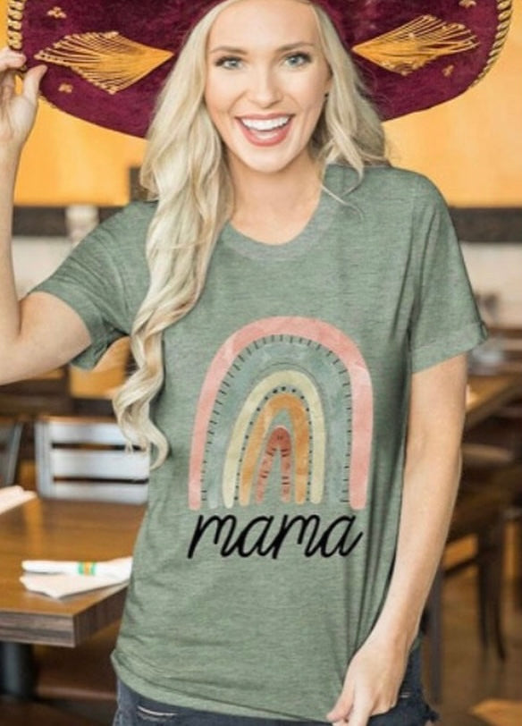 Mama Rainbow Graphic Crewneck Tee