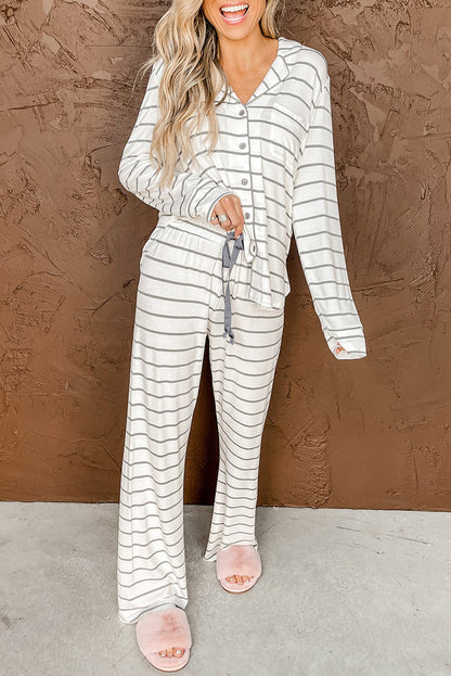 Striped Long Sleeve and Pants Pajamas Set