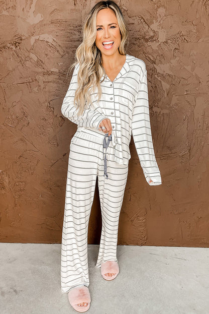 Striped Long Sleeve and Pants Pajamas Set