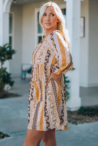 Boho Floral Long Sleeve Dress