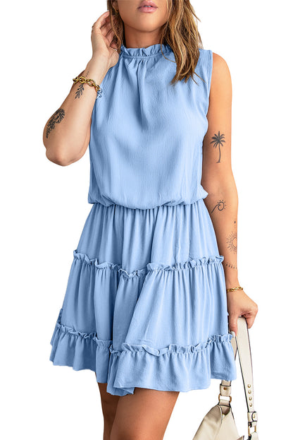 Ruffled Trim Short Sleeve Dress