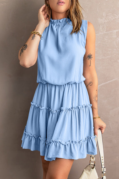 Ruffled Trim Short Sleeve Dress