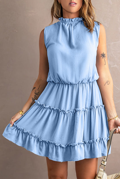 Ruffled Trim Short Sleeve Dress