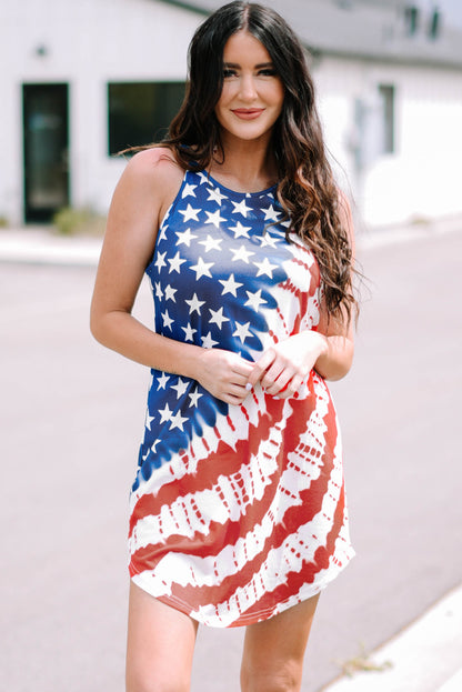 USA Flag Star Print Mini Dress