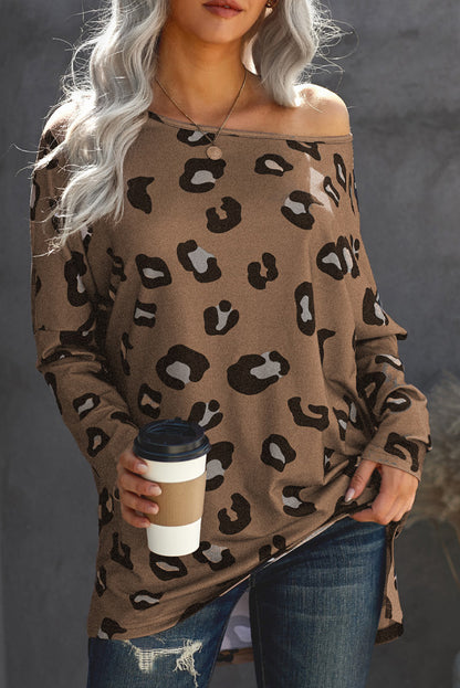 Leopard Print Loose Long Sleeve Top