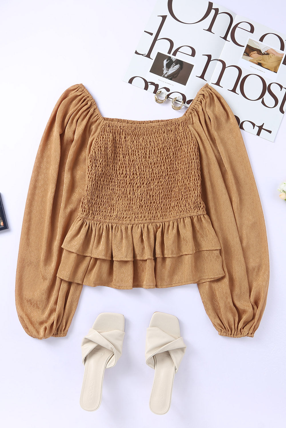 Puff Sleeve Smocked Top